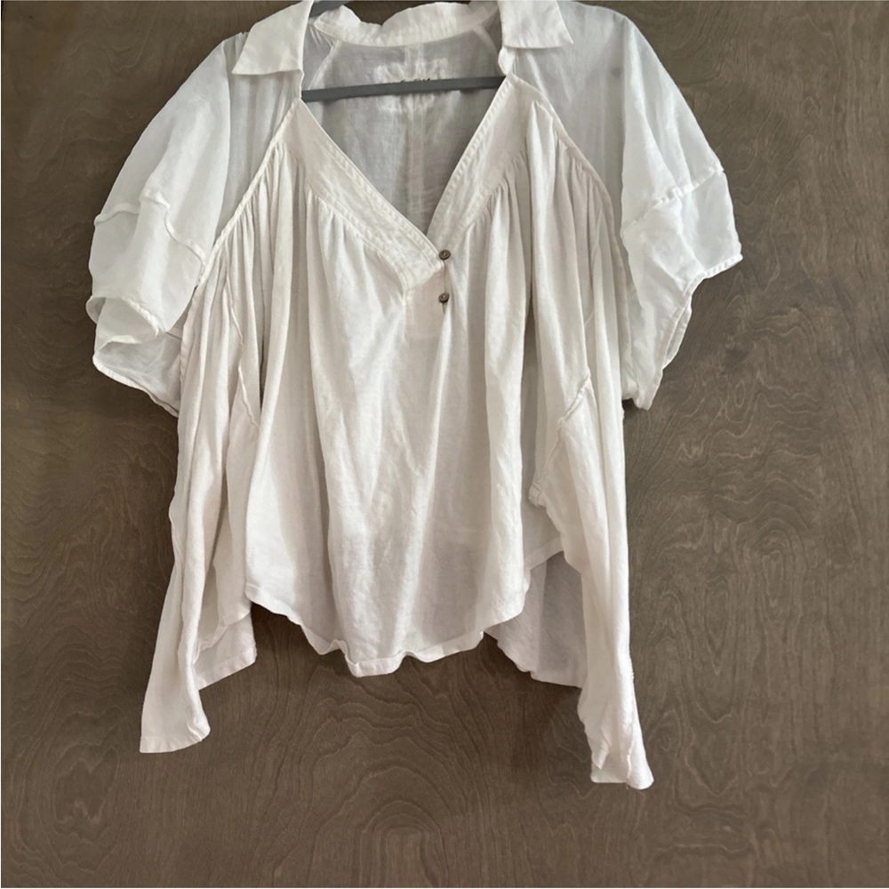 We The Free White Flowing boho Blouse large